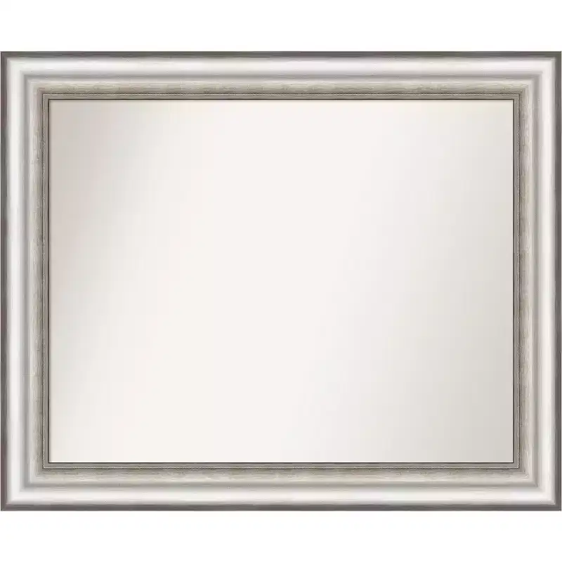 Amanti Art 33"x27" Non-Beveled Salon Silver Wall Mirror : Modern Rectangular, Polystyrene Frame, Includes Mount Hardware