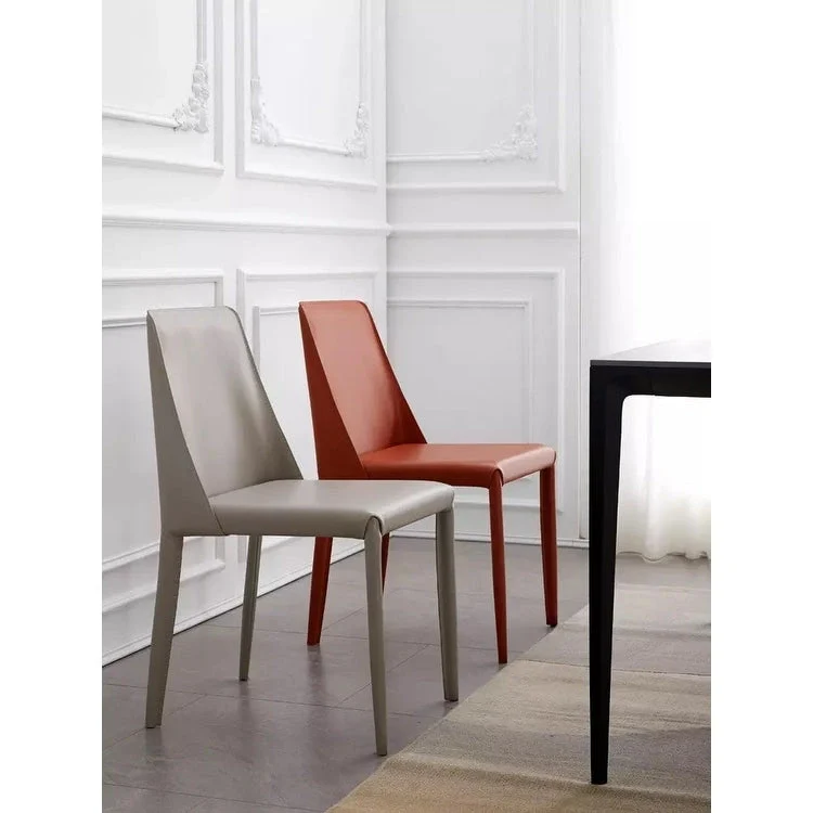 Brown Mid-Century Modern Vegan Leather Dining Chair, Single