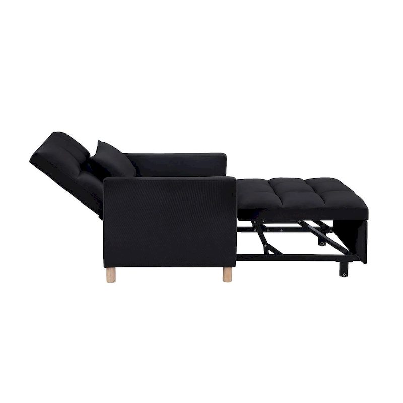 3-in-1 Convertible Sleeper Sofa Lounge Chair Bed, Black
