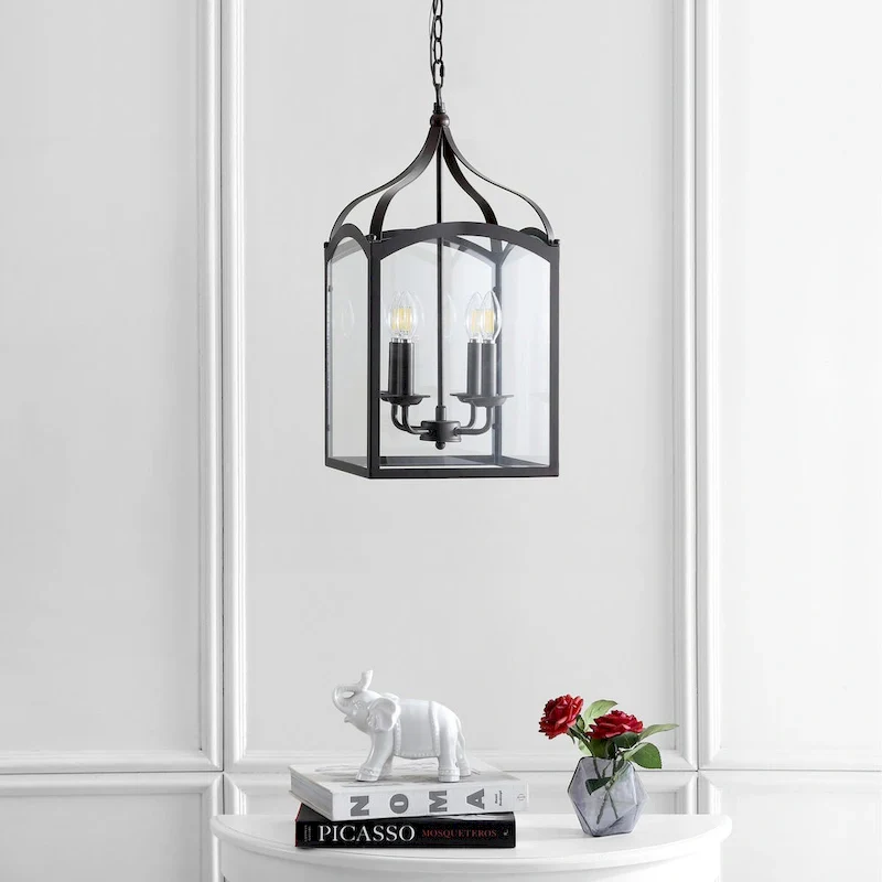 Ruth 11  4-light Lantern Metal/Glass LED Pendant by JONATHAN Y