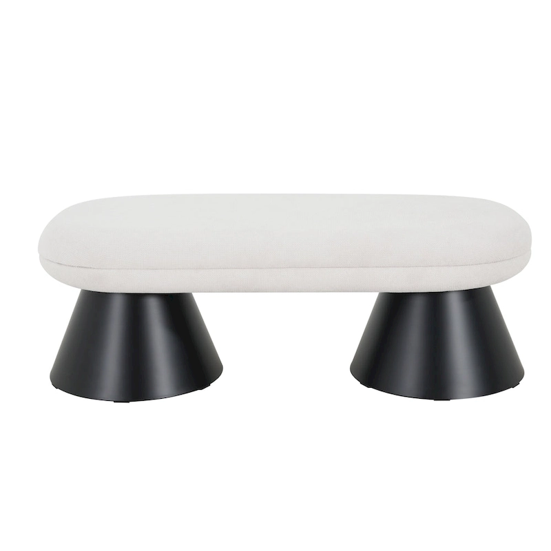 Christopher Knight Home - Nathan Upholstered Dining Bench, 2-Step Assembly Entryway & Bedroom Ottoman with Black Iron Legs