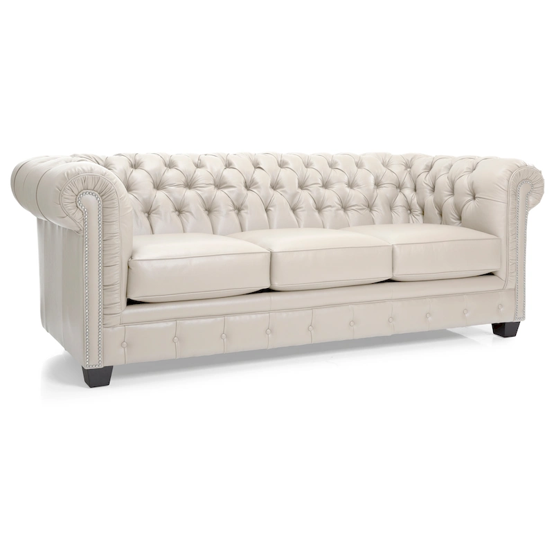 Hancock Tufted Top Grain Italian Leather Chesterfield Sofa - 31  H x 86  W x 40  D