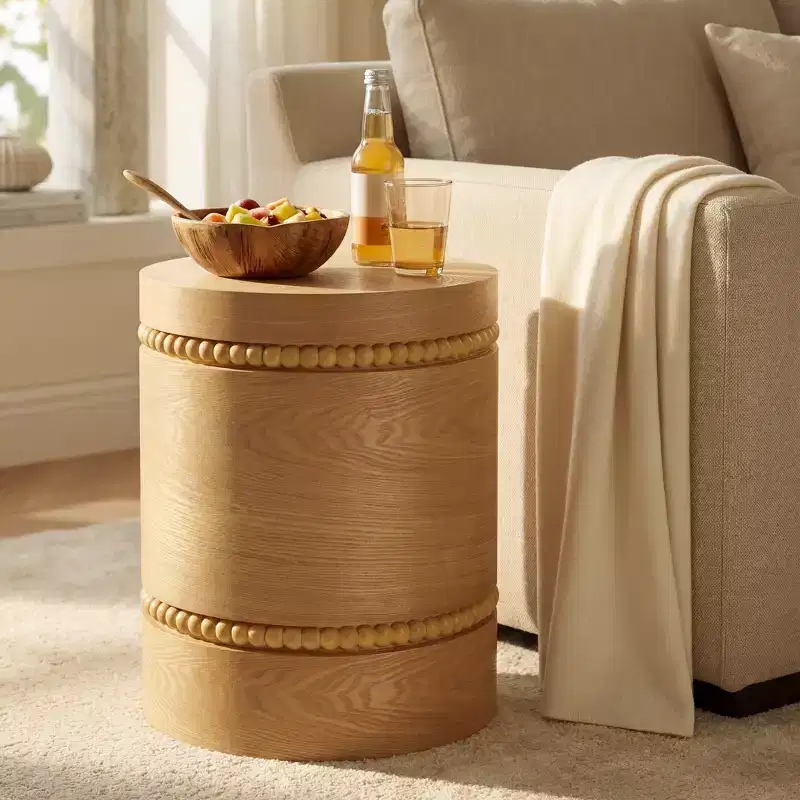 Christopher Knight Home Pranav Modern Wooden End Table with Cylindrical Design