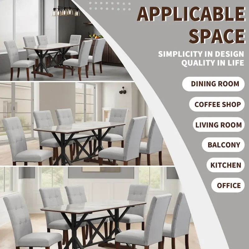 Sintered Stone Dining Table - Rectangular, Seats 6 (Gray)