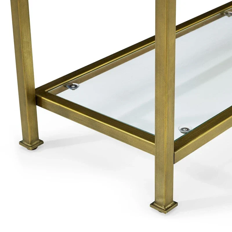 3-Tier Glass Console Table with Gold Finish Frame