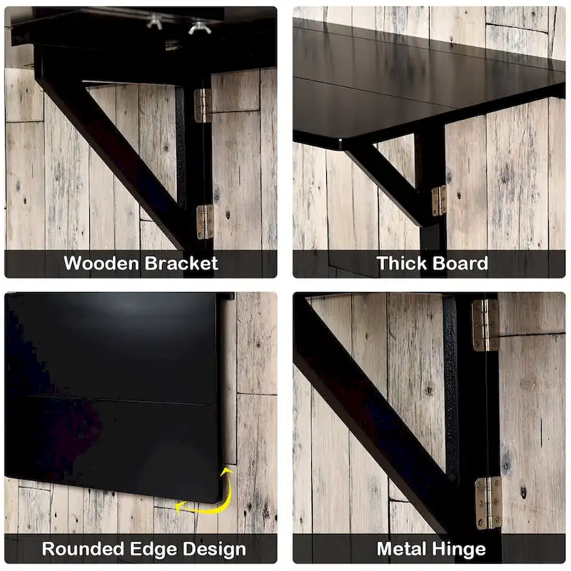 Gymax Wall-Mounted Drop-Leaf Table Floating Folding Desk Space Saver