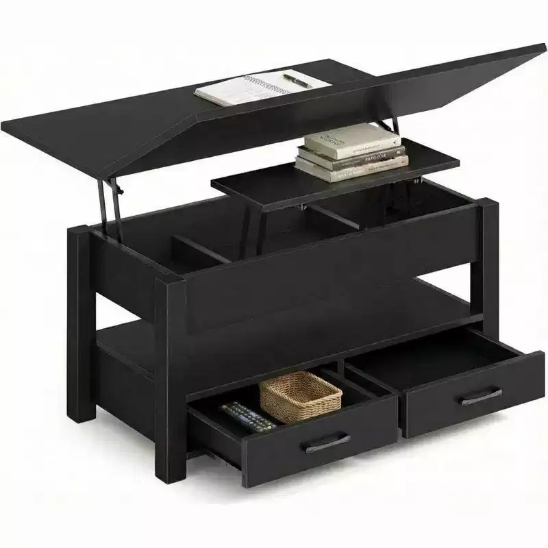 COZONY 39.4 Lift Top Coffee Table, Split Lift Design w/ 2 Drawers & Hidden Storage, Farmhouse Style