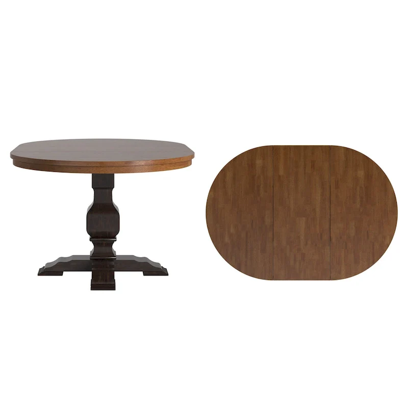 Two-Tone Oval Solid Wood Extending Dining Table
