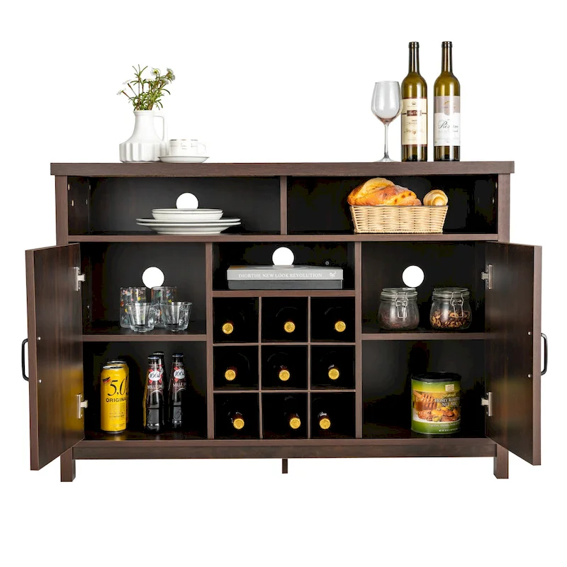 Buffet Sideboard Kitchen Storage Cabinet w Wine Rack 2 Door Cabinets