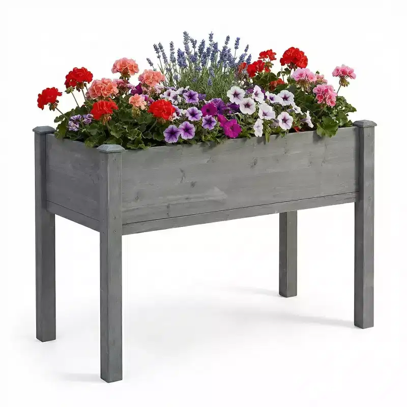 Large Raised Garden Bed with Legs, 48 L x 24 W x 30 H, Made of Solid Wood