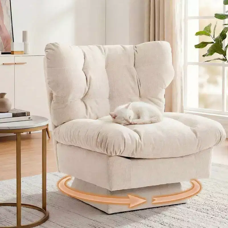 Modern Swivel Accent Chair, Comfy Sofa Chair with Oversized Base, 20.8 Inch Deep Extended Seat, for Living Room, Bedroom, or Office