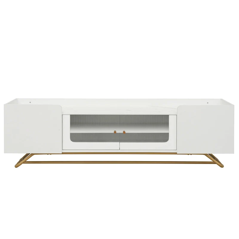 TV Console Table with Gold Frame Base