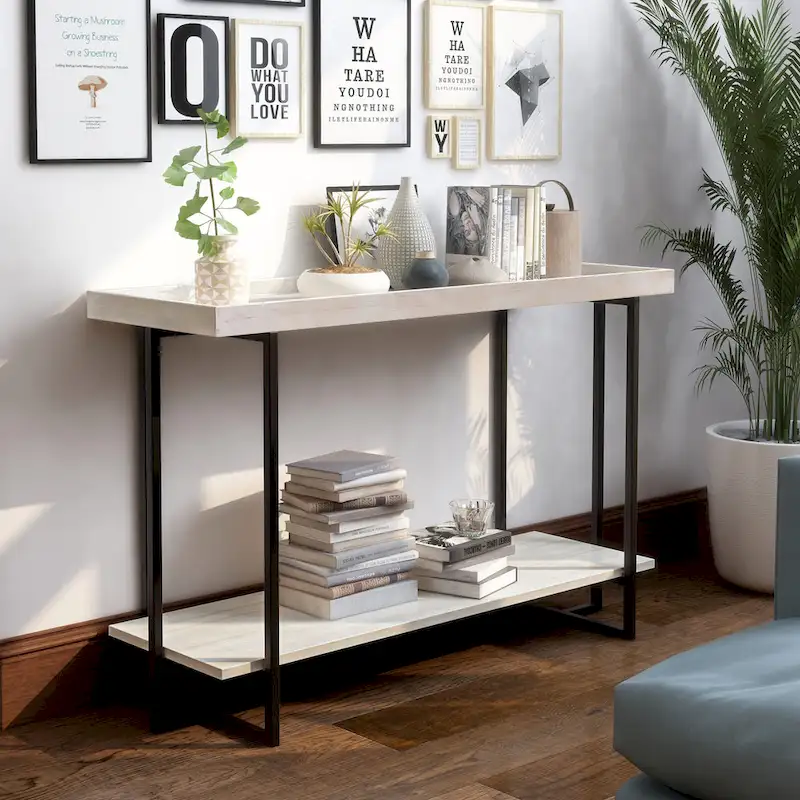 Damara Farmhouse 47-inch Metal 1-Shelf Sofa Table by Furniture of America