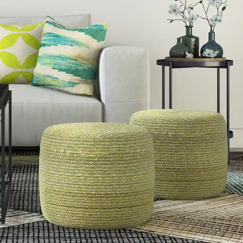 WYNDENHALL Brodie Round Braided Pouf