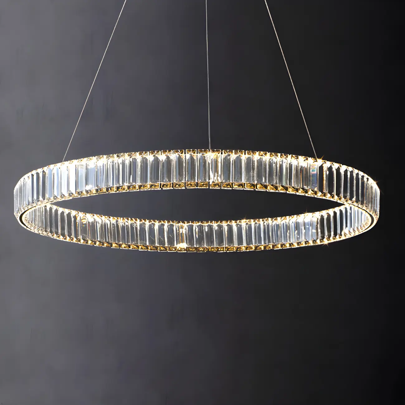 Dining Area Modern Crystal LED Ring Pendant