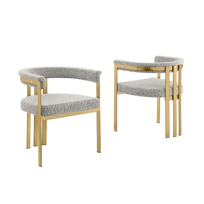 Best Quality Furniture Matte Brushed Gold Chrome Dining Chairs (Set of 2) - N/A