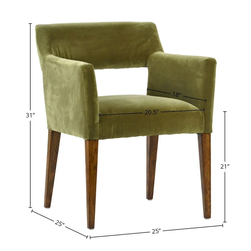 Hopewell Polyester-Velvet Blend Upholstered Dining Chair, Olive Green