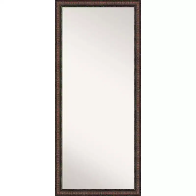 Amanti Art 28"x64" Non-Beveled Full Length Floor Leaner Caleb Brown Framed Mirror: Rustic Farmhouse Style, Polystyrene Frame