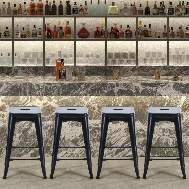 JIONJOY 24 Metal Bar Stools Set of 4  Backless Counter Height, Stackable, No Assembly, Scratch-Resistant