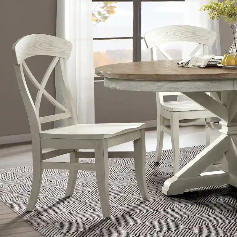X-Back Dining Side Chairs, Set of 2 - Smoky White