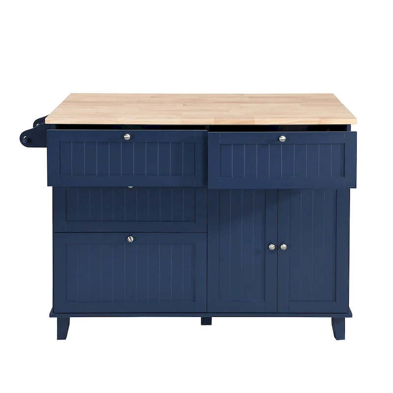 Topmax Farmhouse Kitchen Island Set With Drop Leaf And 2 Seatings