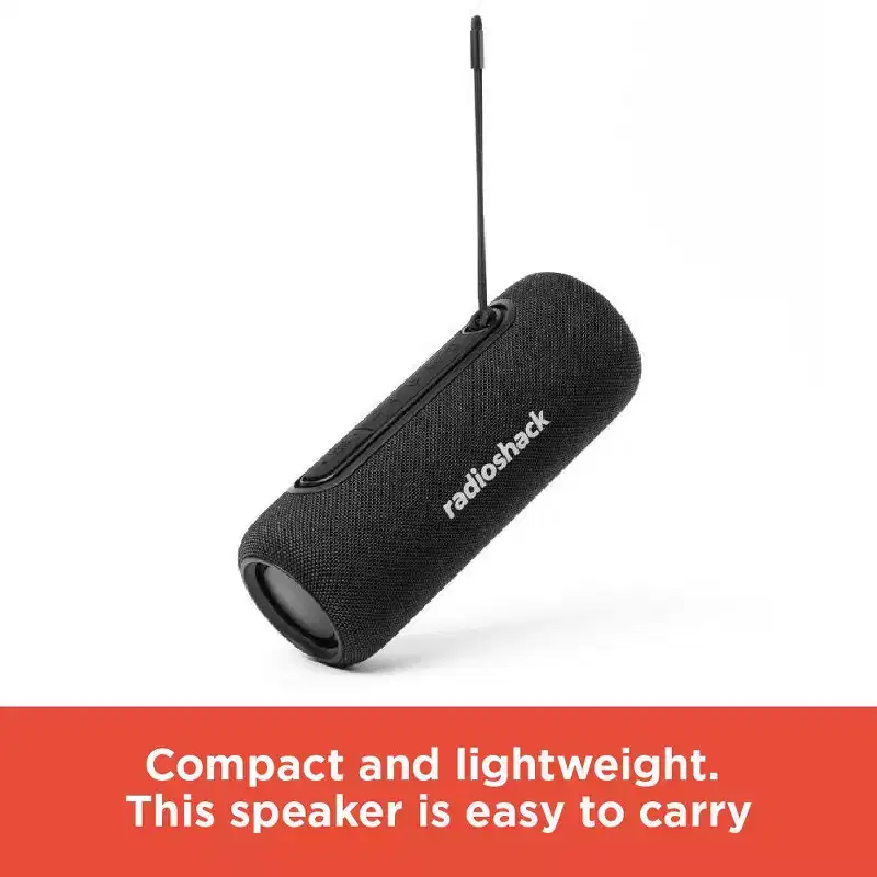 RadioShack Mini Bluetooth Outdoor Rugged Speaker 8W RGB Lights 1500mAh With TWS For Pairing and FM Radio Black