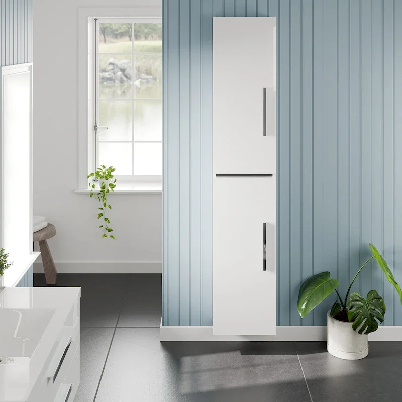 Eviva Olivia 14 in-W x 70 in-H Glossy White Freestanding Linen Cabinet