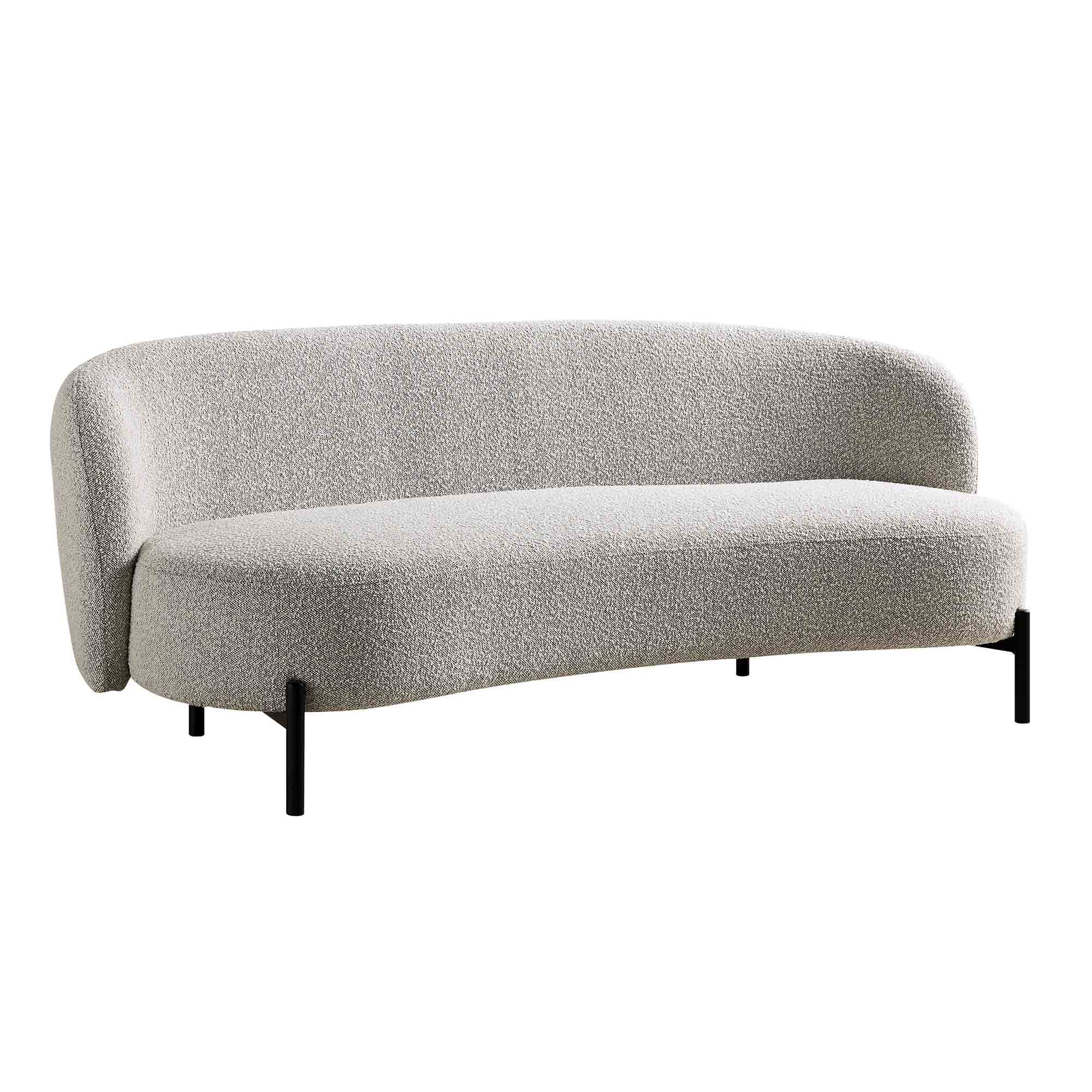 3-Seater Curved Sofa with Ball Cushions, Mist Gray Boucle
