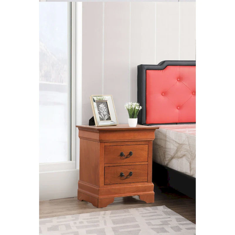 2-Drawer Wooden Nightstand – White / Grey / Beige / Teal / Black / Oak & More, Traditional Style, Single