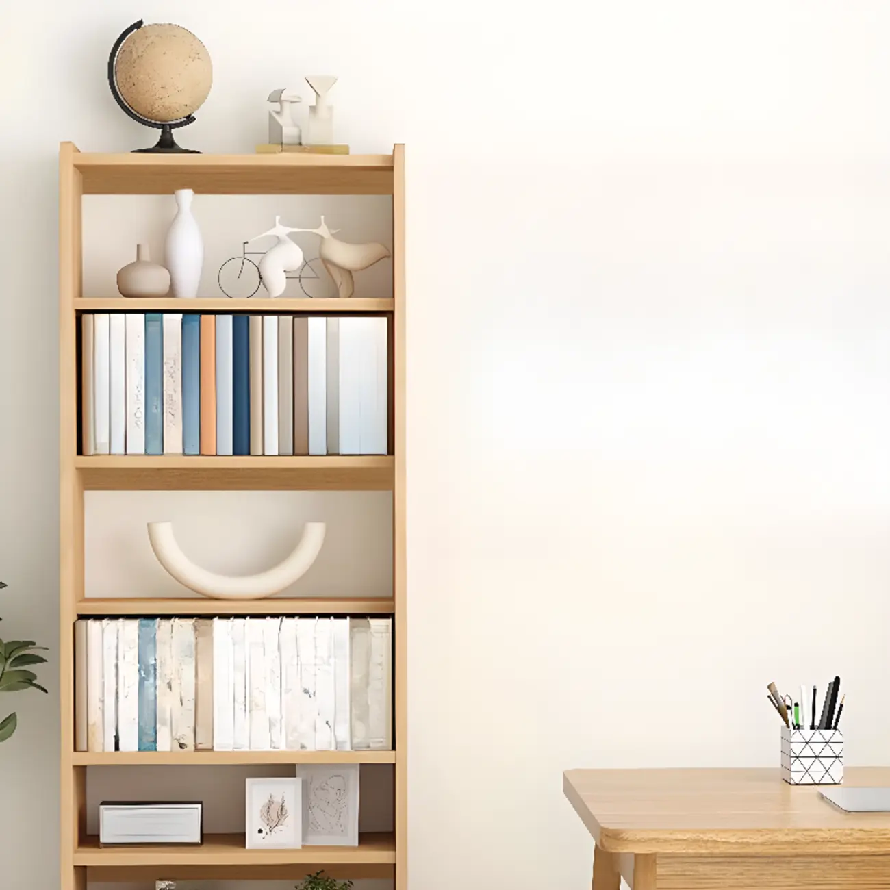 Walnut Wooden Ladder Shelf Unit 7-Tier