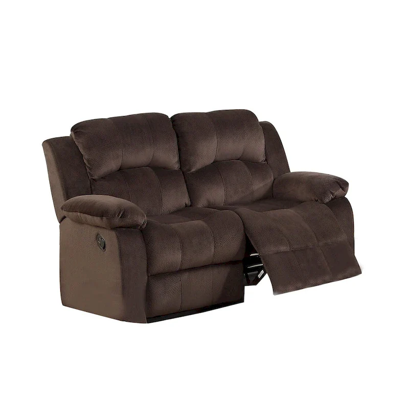 Padded Suede Motion Loveseat in Chocolate
