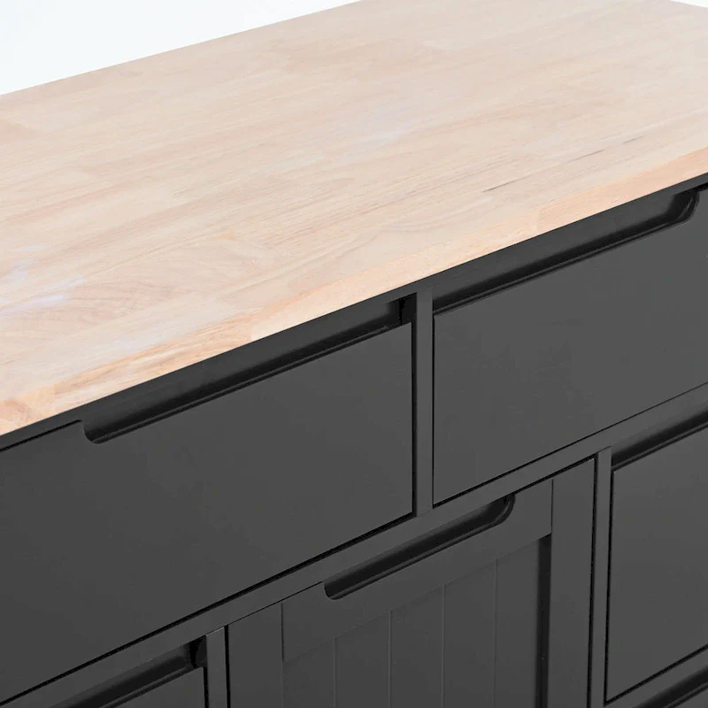 Kitchen Cart with Rubber Wood Countertop