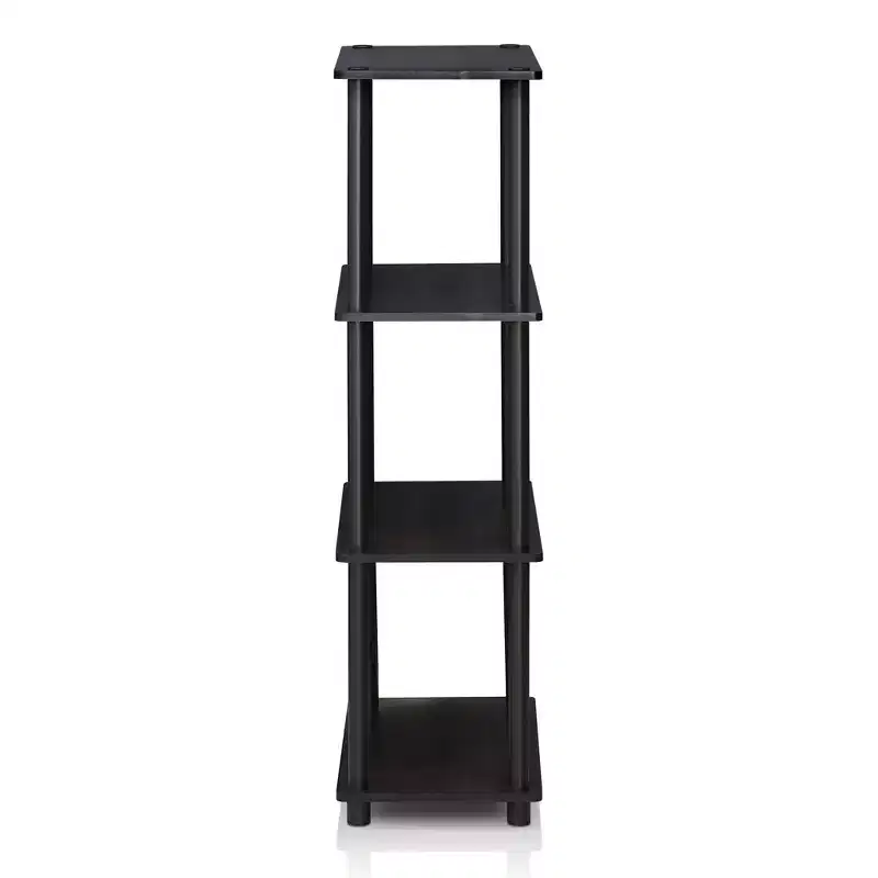 Furinno 4-Tier Ladder Decorative Bookshelf Open Multipurpose Shelf Display Rack Bathroom Kitchen Entryway Storage Shelves,Dark Walnut