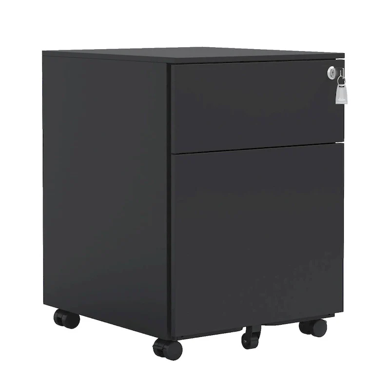 2 Drawer Mobile File Cabinet with Lock Steel File Cabinet for Legal/Letter/A4/F4 Size