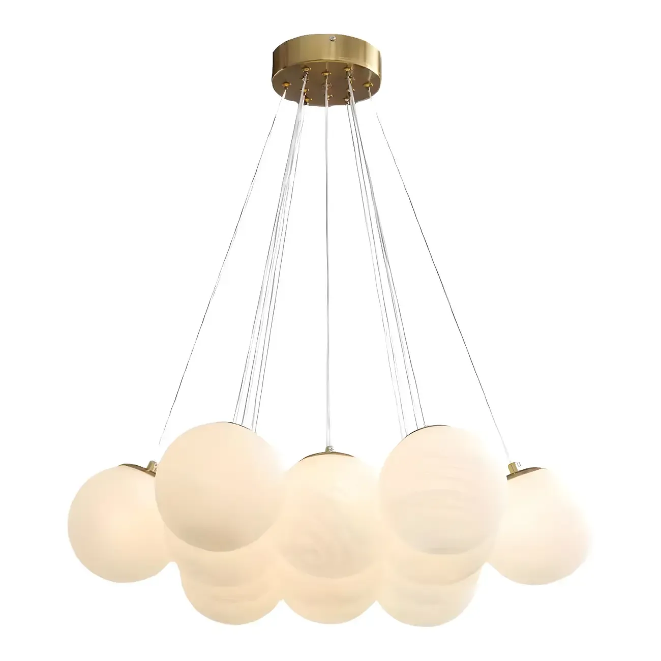 Adjustable White Glass Cluster Sphere Chandelier Modern Elegant