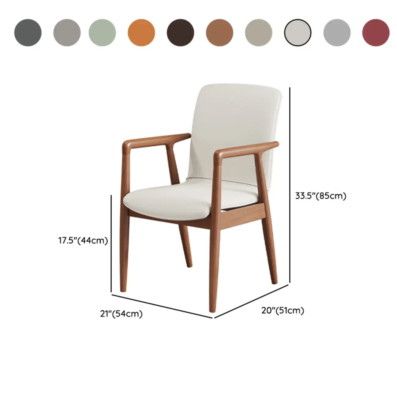 Modern Wood Faux Leather Upholstered Dining Armchair
