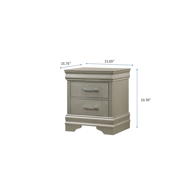 Sigurd 4 Piece Silver Faux Leather Upholstered Tufted Panel Bedroom Set