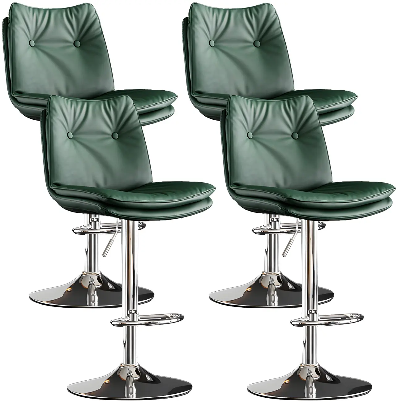 Modern Adjustable Leather Swivel Bar Stools