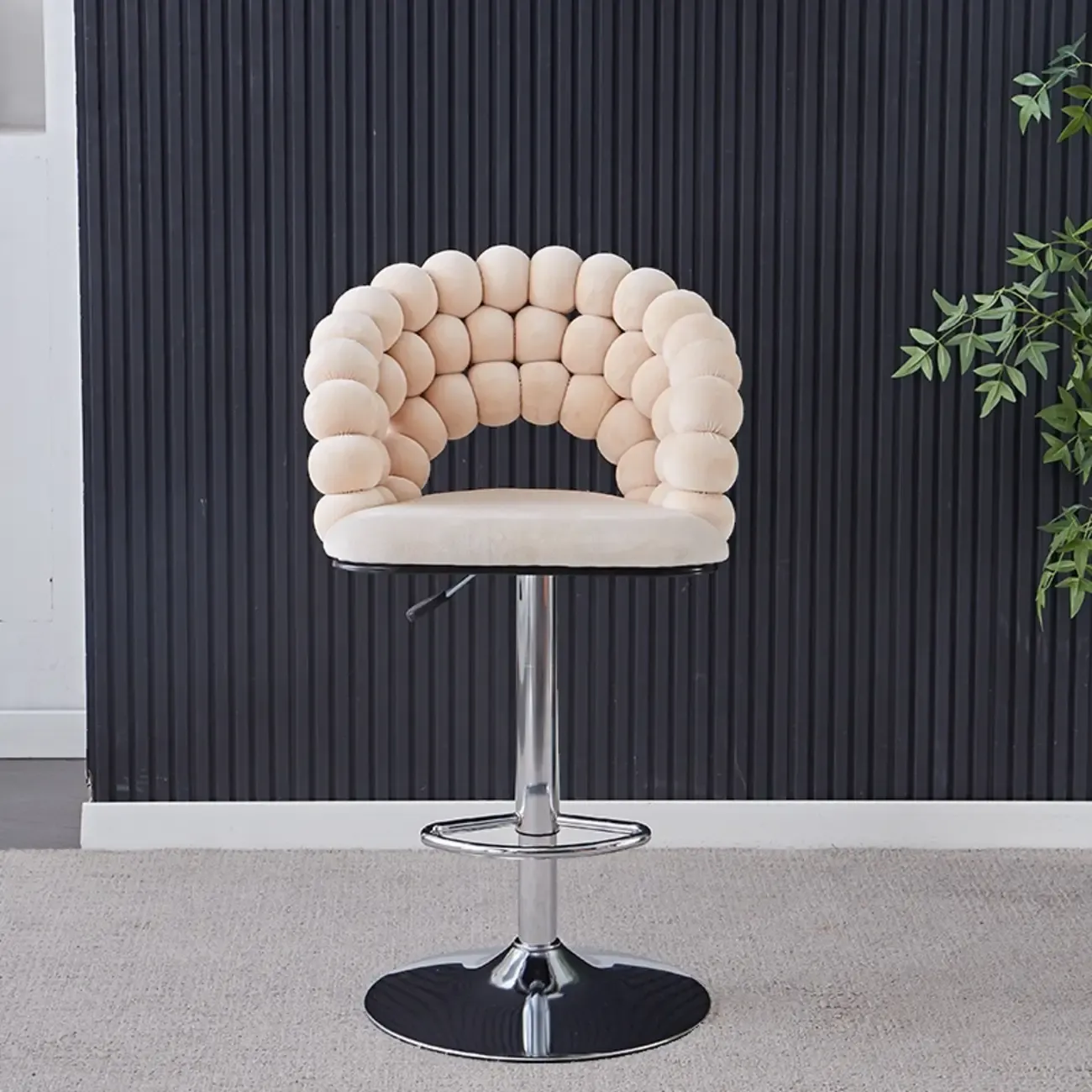 Glam Swivel Saddle Fabric Adjustable Height Bar Stool with Arms