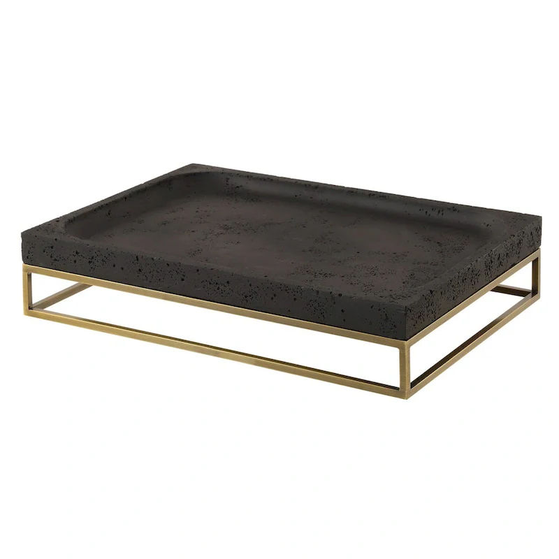 Uttermost Shadowstone Cast Black Tray - 18  W X 13  D X 3.5  H