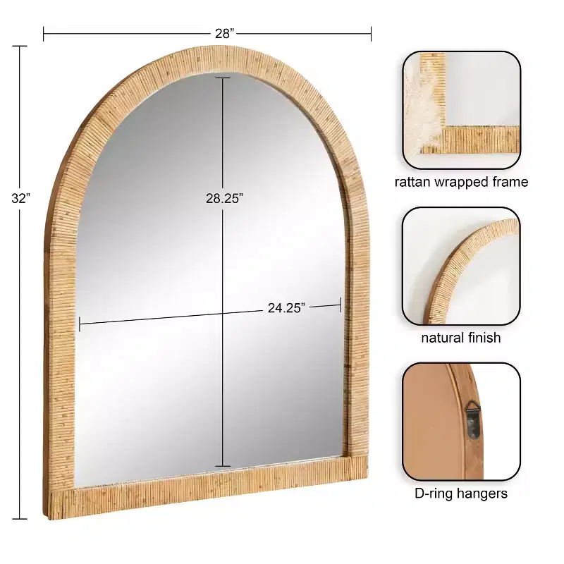 Kate & Laurel All Things Decor 28"X32" Rahfy Arch Framed Wall Mirror Natural