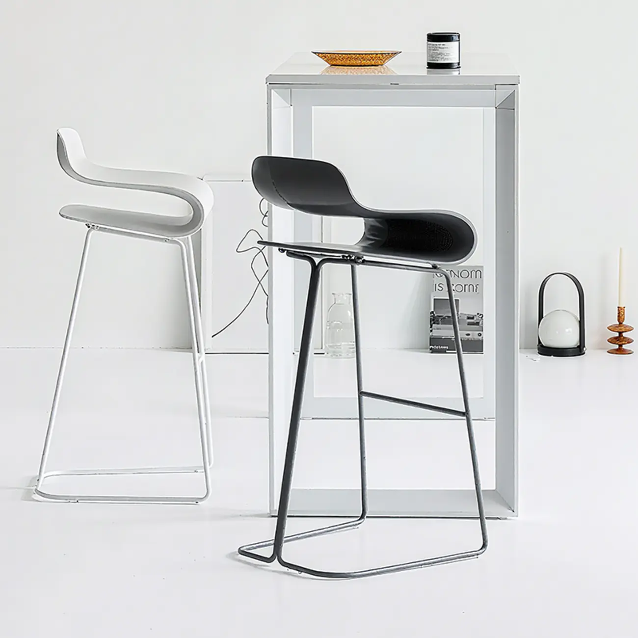 Industrial Plastic Steel Frame Low Back Armless Bar Stool