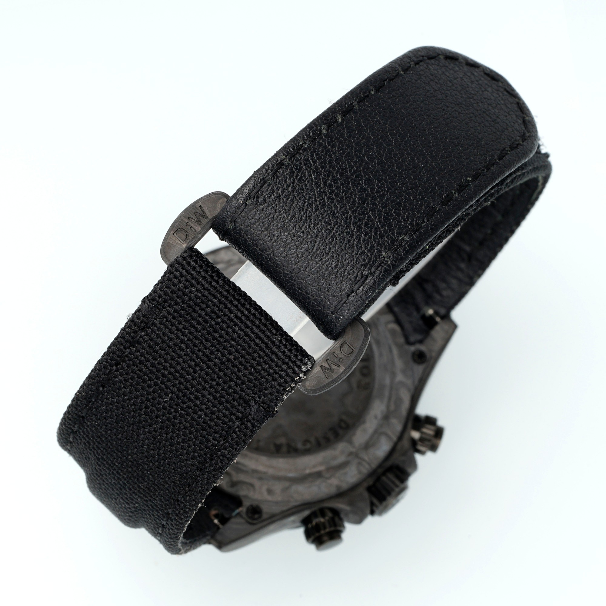 Rolex Daytona black fabric strap with leather inlay and DIW buckle