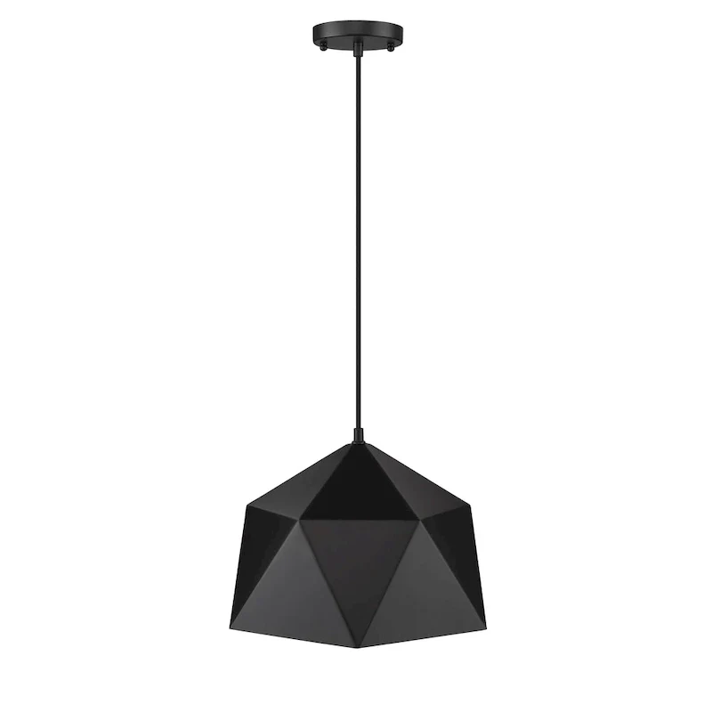 1 Light Black Iron Mini Pendant Light with Gold Interior
