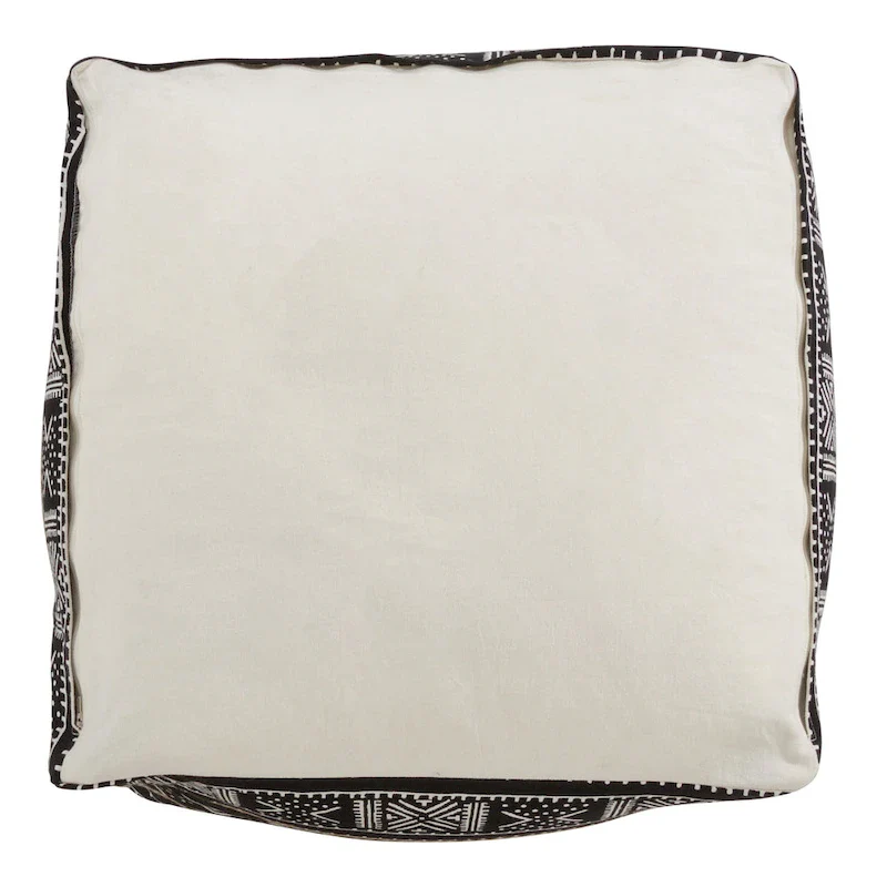 Floor Pouf With Dark Mudcloth Design