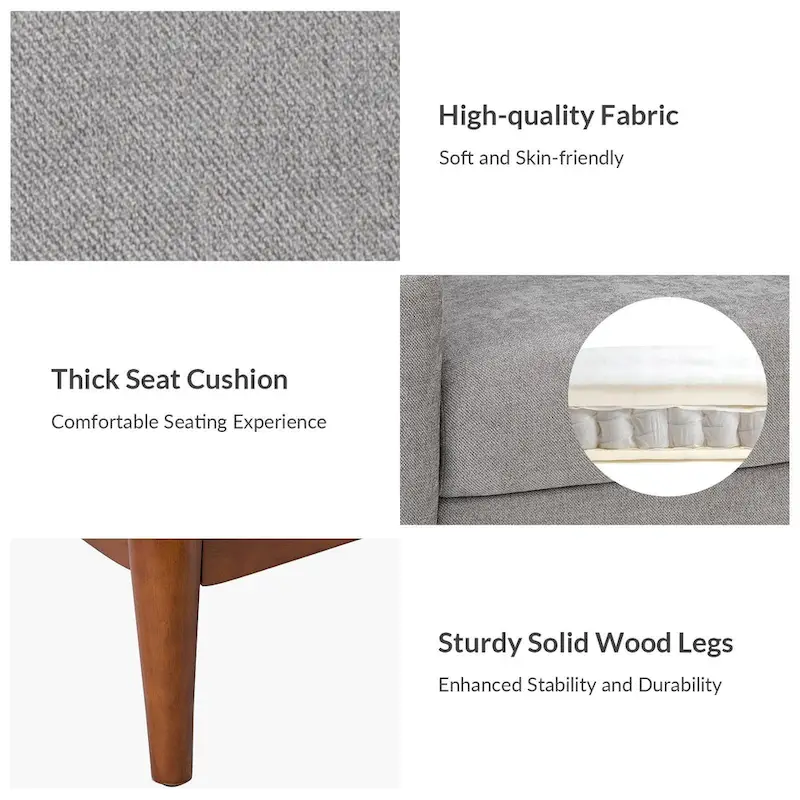 Francis Mid-Century Modern Upholstered Armchair with Sloped Arms and Solid Wood Legs