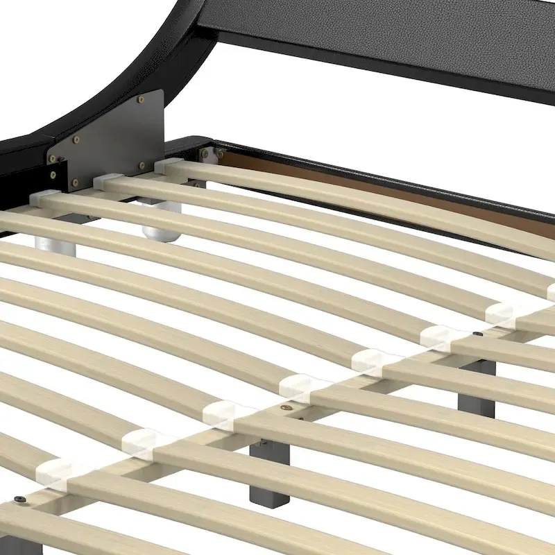 Moasis King Design Model PU Upholstered Led Bed Frame