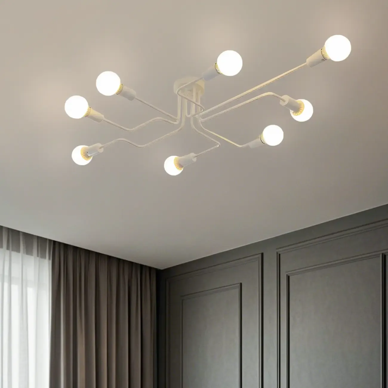 Industrial Branch Metal Semi Flush Ceiling Light