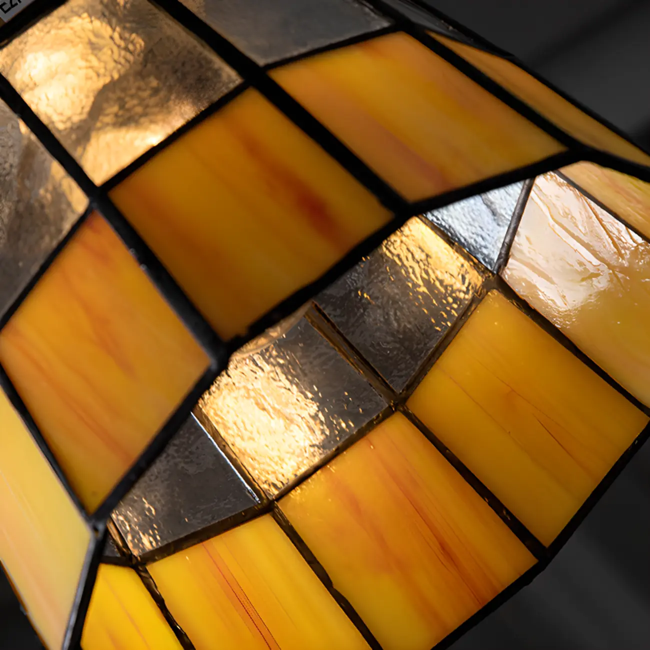 Frosted Yellow Glass Antique Brass Geometric Pendant Light