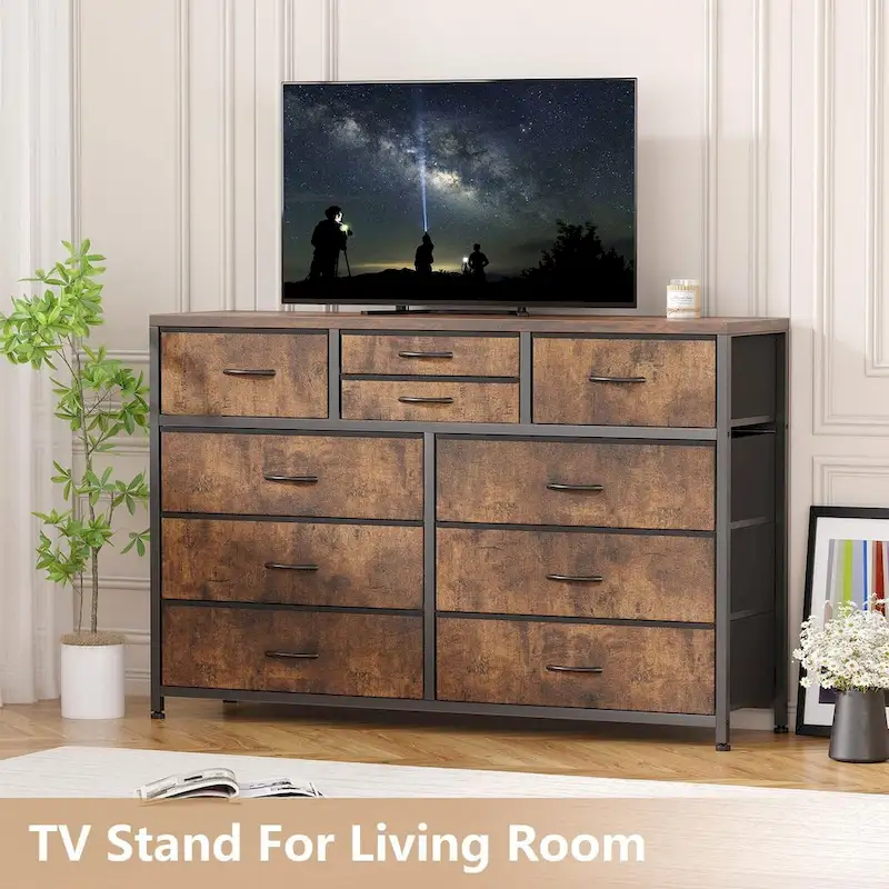 10 Drawer Dresser TV Stand - 55 inches